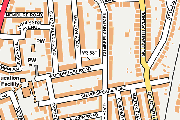 W3 6ST map - OS OpenMap – Local (Ordnance Survey)