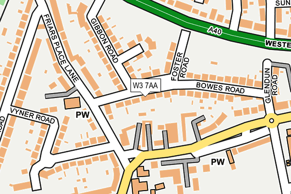 W3 7AA map - OS OpenMap – Local (Ordnance Survey)