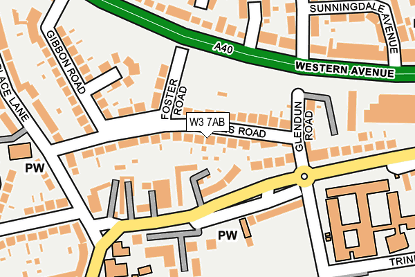 W3 7AB map - OS OpenMap – Local (Ordnance Survey)