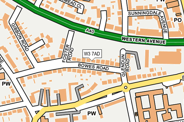 W3 7AD map - OS OpenMap – Local (Ordnance Survey)