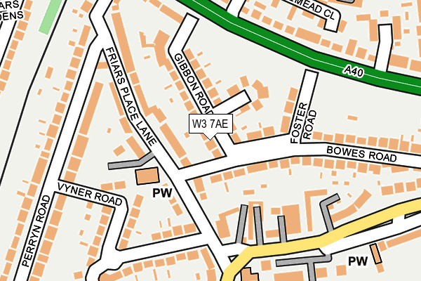 W3 7AE map - OS OpenMap – Local (Ordnance Survey)