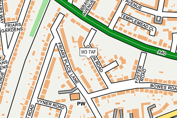W3 7AF map - OS OpenMap – Local (Ordnance Survey)