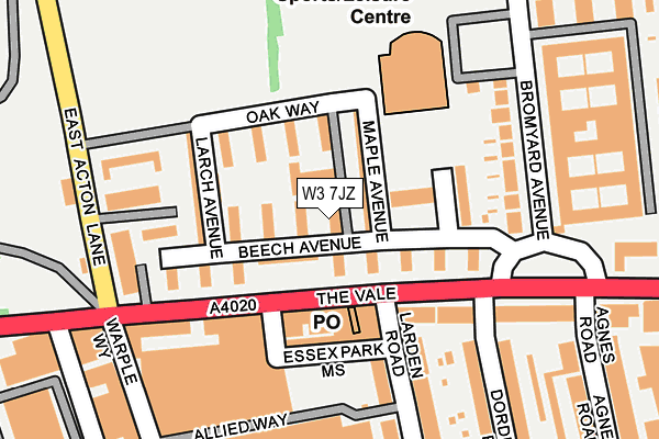 W3 7JZ map - OS OpenMap – Local (Ordnance Survey)