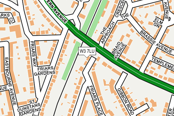 W3 7LU map - OS OpenMap – Local (Ordnance Survey)