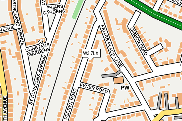 W3 7LX map - OS OpenMap – Local (Ordnance Survey)