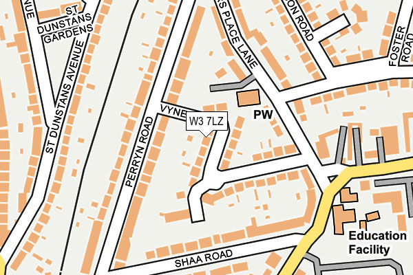 W3 7LZ map - OS OpenMap – Local (Ordnance Survey)