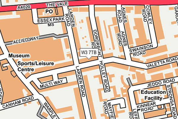 W3 7TB map - OS OpenMap – Local (Ordnance Survey)