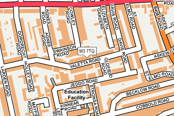 W3 7TQ map - OS OpenMap – Local (Ordnance Survey)