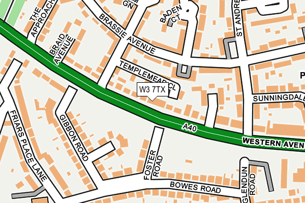 W3 7TX map - OS OpenMap – Local (Ordnance Survey)