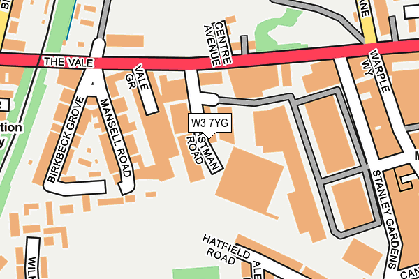 W3 7YG map - OS OpenMap – Local (Ordnance Survey)