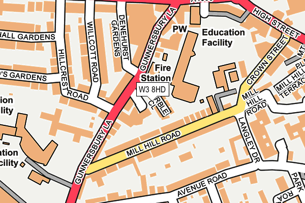 W3 8HD map - OS OpenMap – Local (Ordnance Survey)