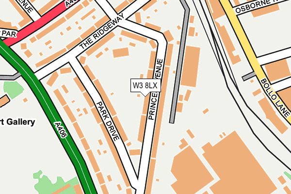 W3 8LX map - OS OpenMap – Local (Ordnance Survey)