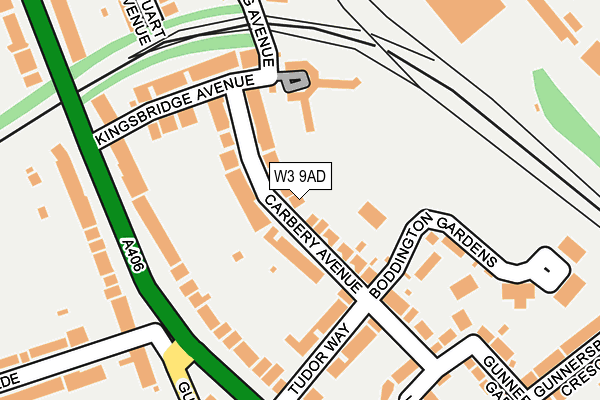 W3 9AD map - OS OpenMap – Local (Ordnance Survey)