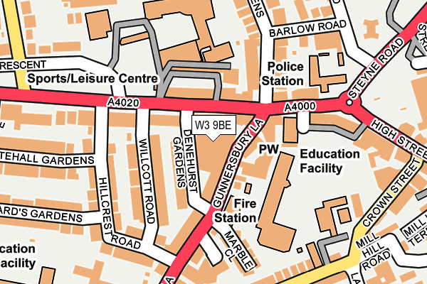 W3 9BE map - OS OpenMap – Local (Ordnance Survey)