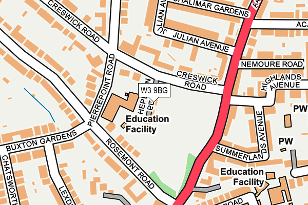 W3 9BG map - OS OpenMap – Local (Ordnance Survey)