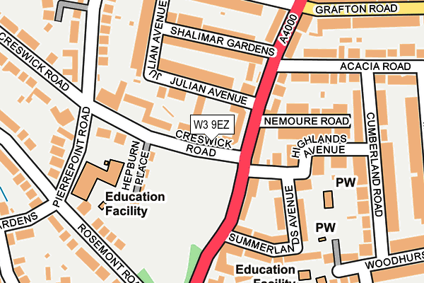 W3 9EZ map - OS OpenMap – Local (Ordnance Survey)