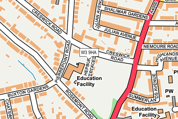 W3 9HA map - OS OpenMap – Local (Ordnance Survey)