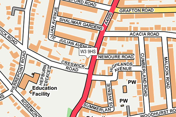 W3 9HS map - OS OpenMap – Local (Ordnance Survey)