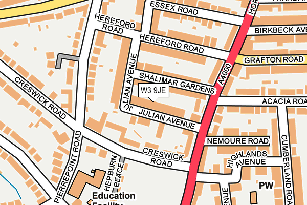 W3 9JE map - OS OpenMap – Local (Ordnance Survey)