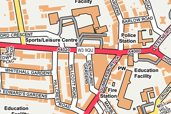 W3 9QU map - OS OpenMap – Local (Ordnance Survey)