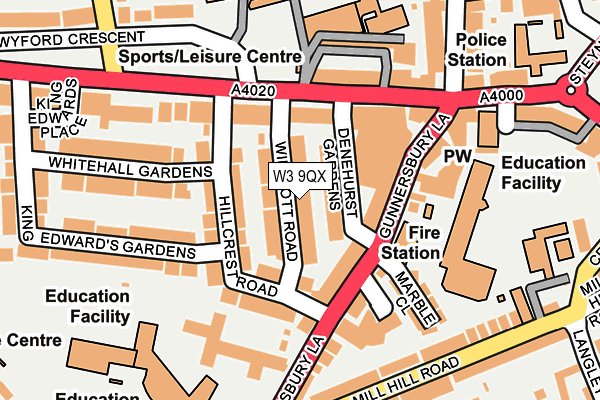 W3 9QX map - OS OpenMap – Local (Ordnance Survey)