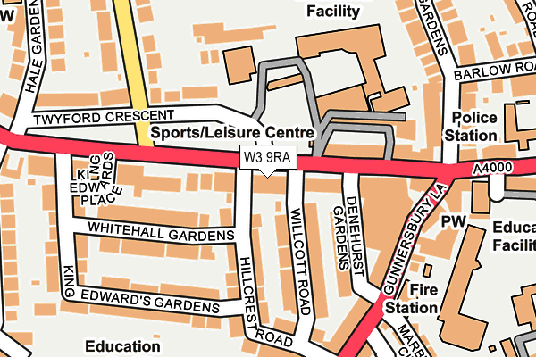 W3 9RA map - OS OpenMap – Local (Ordnance Survey)