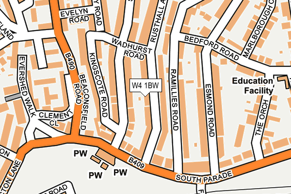 W4 1BW map - OS OpenMap – Local (Ordnance Survey)