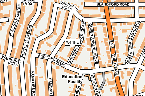 W4 1HE map - OS OpenMap – Local (Ordnance Survey)