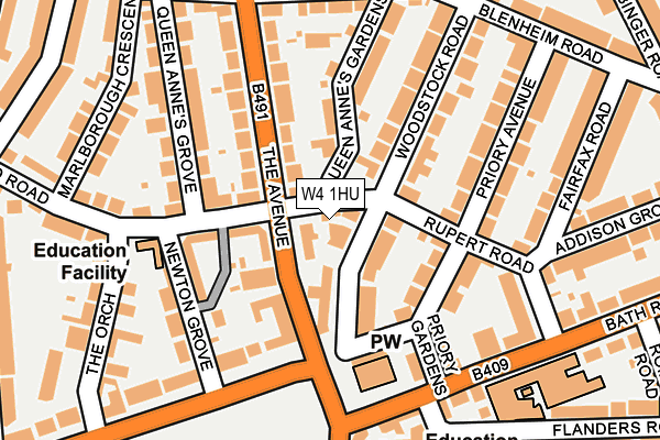 W4 1HU map - OS OpenMap – Local (Ordnance Survey)