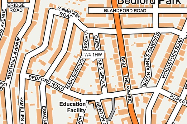 W4 1HW map - OS OpenMap – Local (Ordnance Survey)