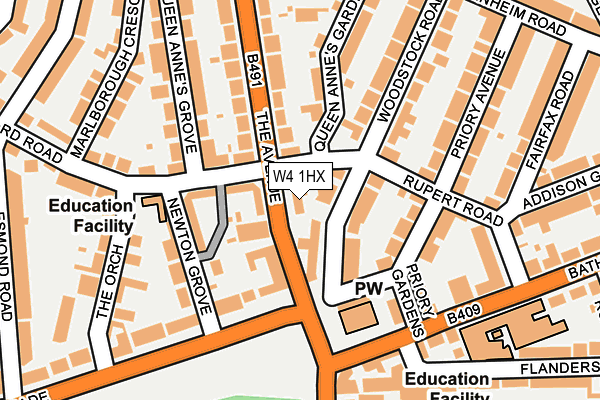 W4 1HX map - OS OpenMap – Local (Ordnance Survey)