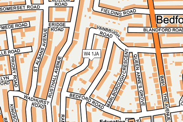 W4 1JA map - OS OpenMap – Local (Ordnance Survey)