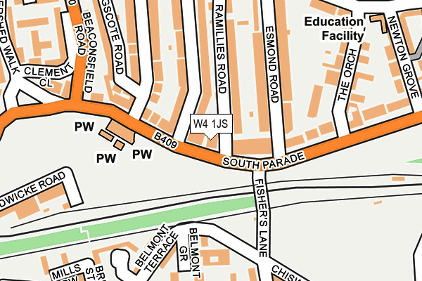 W4 1JS map - OS OpenMap – Local (Ordnance Survey)