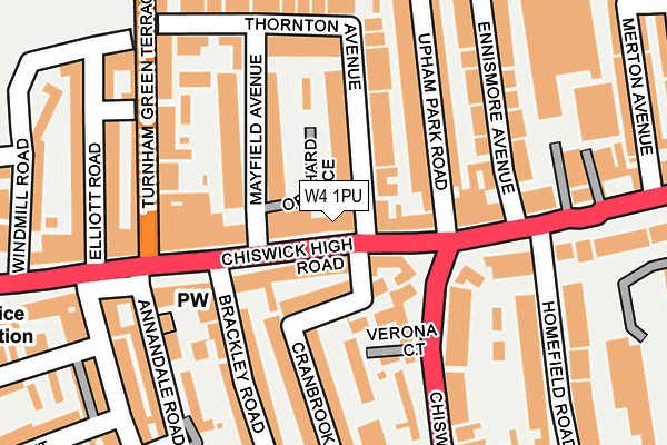 W4 1PU map - OS OpenMap – Local (Ordnance Survey)