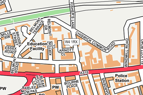 W4 1RX map - OS OpenMap – Local (Ordnance Survey)