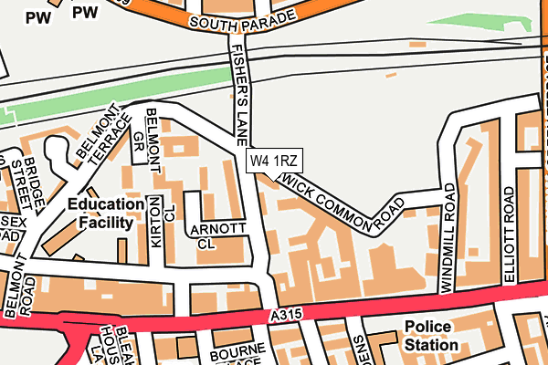 W4 1RZ map - OS OpenMap – Local (Ordnance Survey)