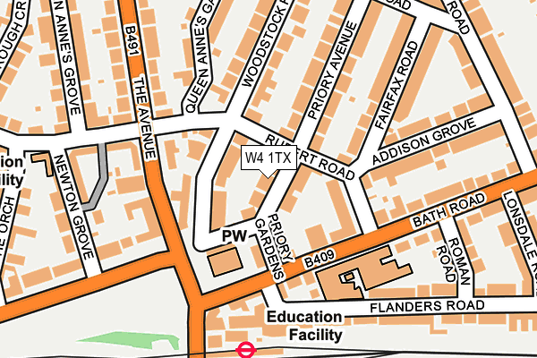W4 1TX map - OS OpenMap – Local (Ordnance Survey)