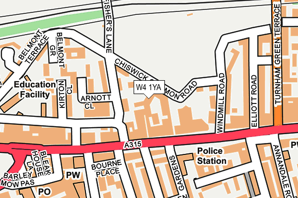 W4 1YA map - OS OpenMap – Local (Ordnance Survey)