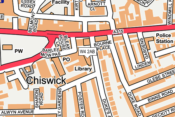 W4 2AB map - OS OpenMap – Local (Ordnance Survey)