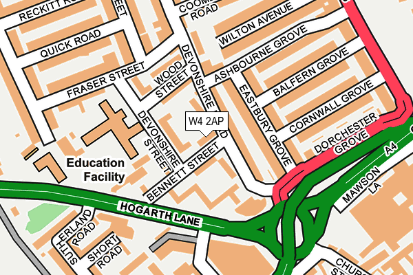 W4 2AP map - OS OpenMap – Local (Ordnance Survey)