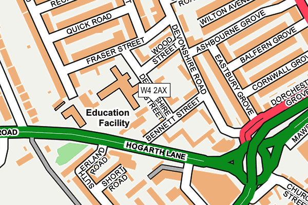 W4 2AX map - OS OpenMap – Local (Ordnance Survey)