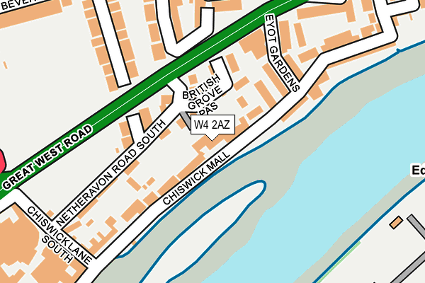 W4 2AZ map - OS OpenMap – Local (Ordnance Survey)