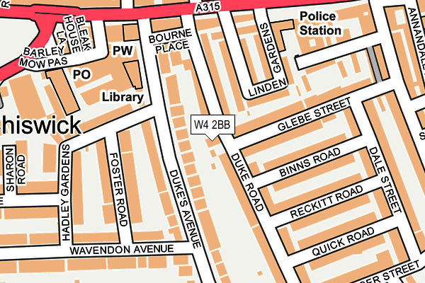 W4 2BB map - OS OpenMap – Local (Ordnance Survey)