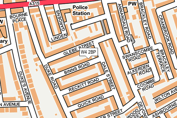 W4 2BP map - OS OpenMap – Local (Ordnance Survey)