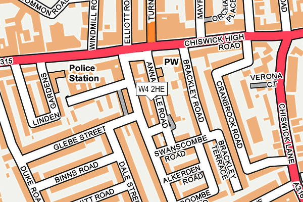 W4 2HE map - OS OpenMap – Local (Ordnance Survey)