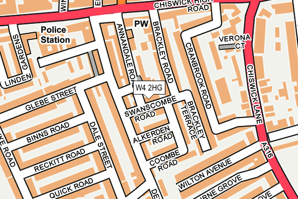 W4 2HG map - OS OpenMap – Local (Ordnance Survey)