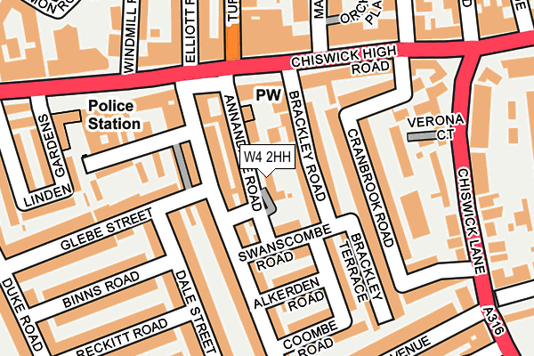 W4 2HH map - OS OpenMap – Local (Ordnance Survey)