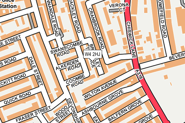 W4 2HJ map - OS OpenMap – Local (Ordnance Survey)