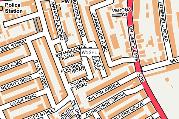 W4 2HL map - OS OpenMap – Local (Ordnance Survey)