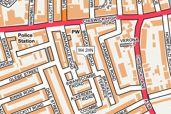 W4 2HN map - OS OpenMap – Local (Ordnance Survey)